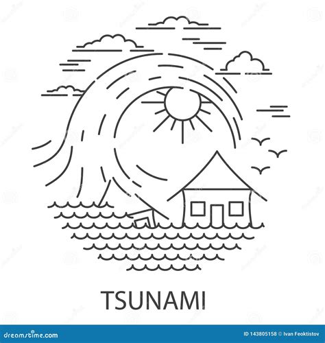 Desastre Natural Del Tsunami Ilustración del Vector Ilustración de