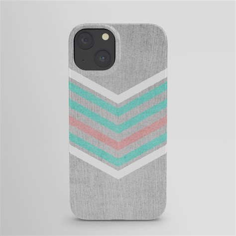 Teal Pink And White Chevron On Silver Grey Wood Iphone Case By Tangerine Tane Society6