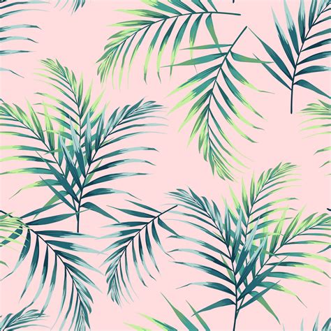 Seamless Pattern With Tropical Leaves Dark And Bright Green Palm
