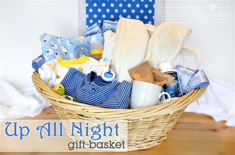 The beautiful baby shower basket. Up All Night Survival Kit - Darling Doodles