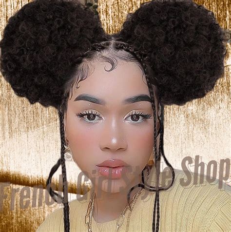 Set Of Afro Puff Drawstring Ponytail Extensions Synthetic Fluffy Kinky Curly Updo Afro