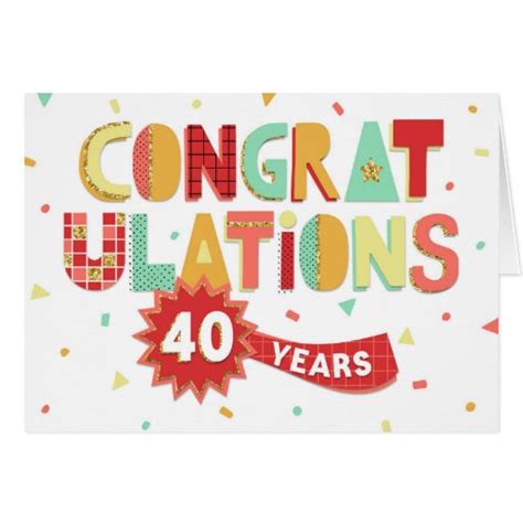Employee Anniversary 40 Years Fun Congratulations Card Zazzle