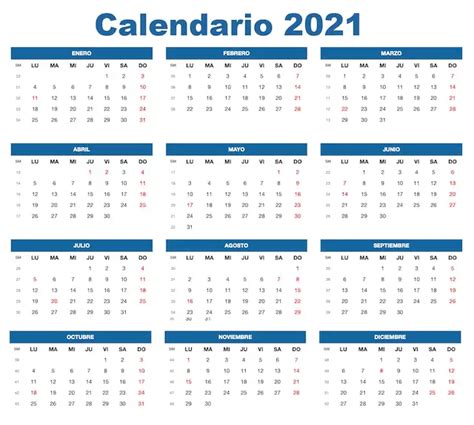 Calendario Enero 2021 Colombia Calendario Mensual Para Imprimir Ano