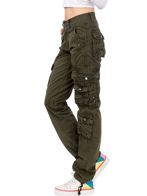 Gooket Womens Cotton Casual Straight Leg Cargo Pants With Multiple