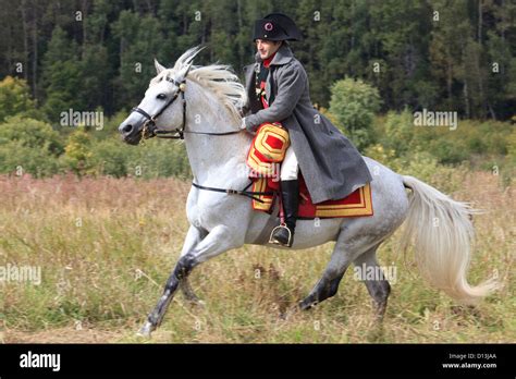 Napoleon Bonaparte Riding His Beautiful White Horse Marengo In Borodino