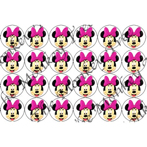 Minnie Mouse Face Edible Fondant Cupcake Toppers Set Of 24 The