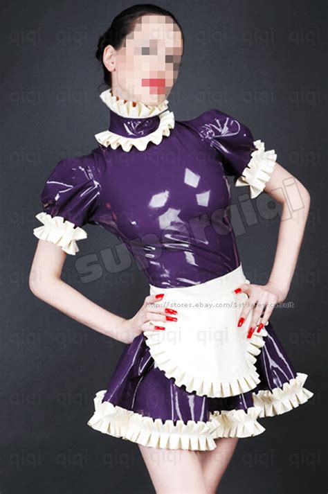 latex rubber 0 45mm maid uniform dress catsuit costume ebay