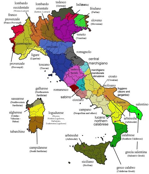 Cartina Dei Dialetti Italiani A Map Of The Italian Dialects Mappa