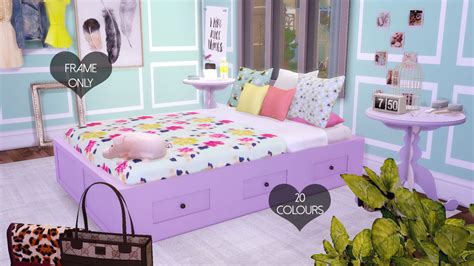 My Sims 4 Blog Basic Double Bed Frame In 20 Colors By Dreamcatchersims