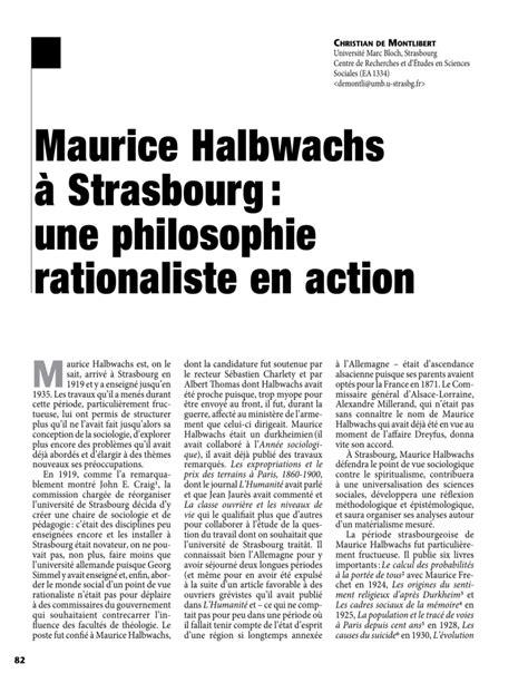 Maurice Halbwachs à Strasbourg Une Philosophie Rationaliste En