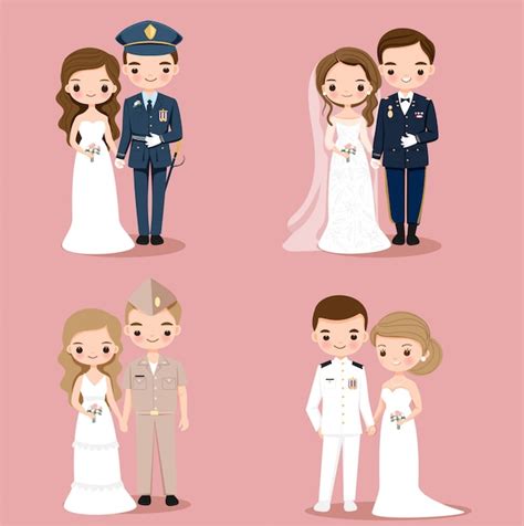 Premium Vector Cute Military And Army Couple Cartoon Characther