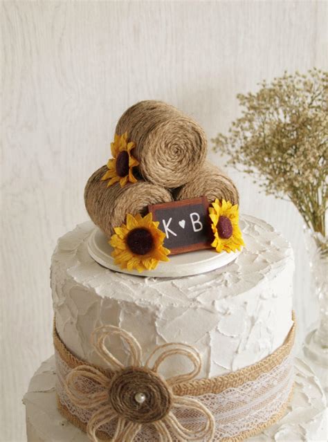 Sunflower Hay Bale Cake Topper Country Wedding Cake Topper