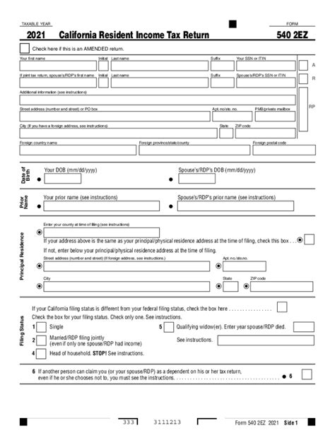 Form Ca Ftb Ez Fill Online Printable Fillable Blank