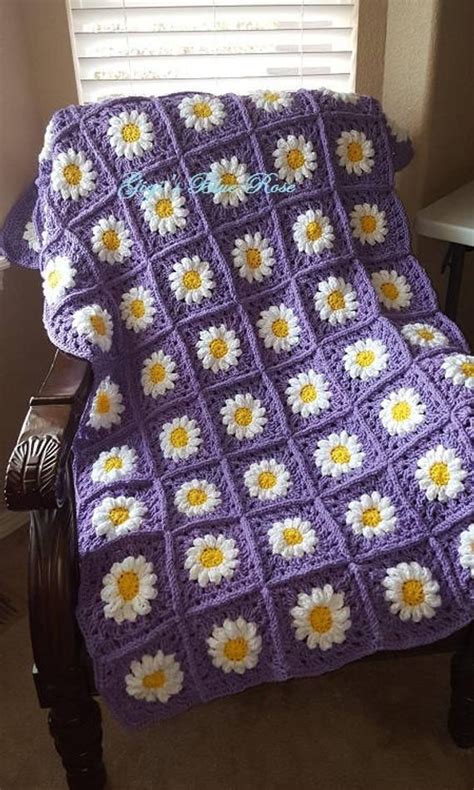 Daisy Granny Square Baby Blanket Crochet Baby Blanket Baby Etsy