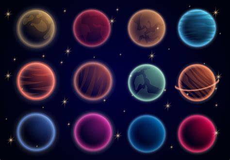 Glowing Planets In Universe 147174 Vector Art At Vecteezy