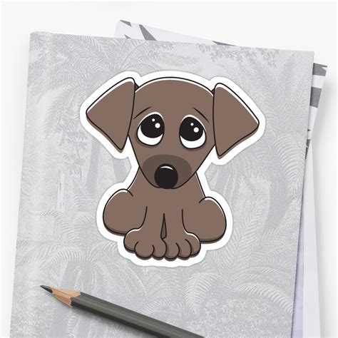 Cute Cartoon Dog With Big Begging Eyes Stickers By Mheadesign Redbubble