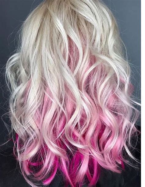 Platinum And Pink Hair Pink Blonde Hair Pink Ombre Hair Peekaboo Hair