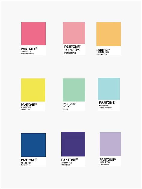 Pantones Color Chart With The Names And Colors