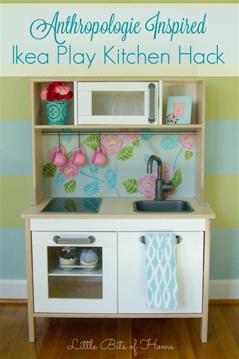 An adorable and super quick ikea duktig play kitchen hack! Anthropologie Inspired Ikea Play Kitchen Hack