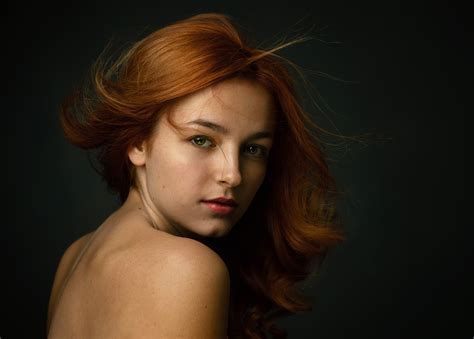 Wallpaper Bare Shoulders Redhead Portrait Face Simple Background Women Model Zachar