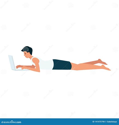 Man Lying Down Laptop Stock Illustrations 43 Man Lying Down Laptop
