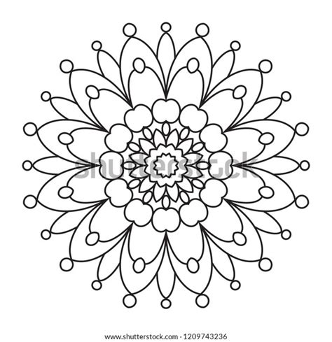 Easy Mandala Mandalas Flowers Pattern Coloring Stock Illustration