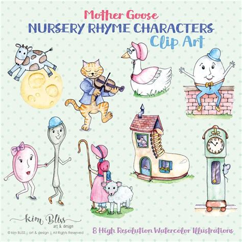 Digital Clip Art Mother Goose Nursery Rhyme Characters Etsy