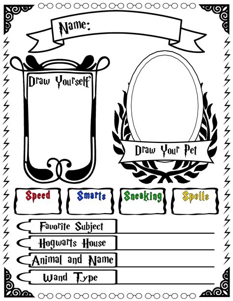 Basic Harry Potter Themed Character Sheet For Young Kids Rpg