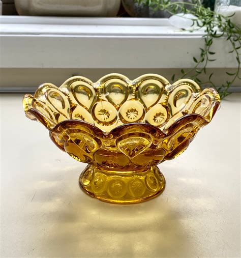 Vintage Amber Glass Pedestal Candy Dish Depression Glass Etsy