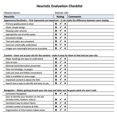 image result  heuristic evaluation template heuristic
