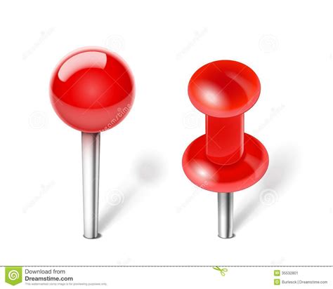 Red Push Pin Stock Vector Illustration Of White Note 35532801