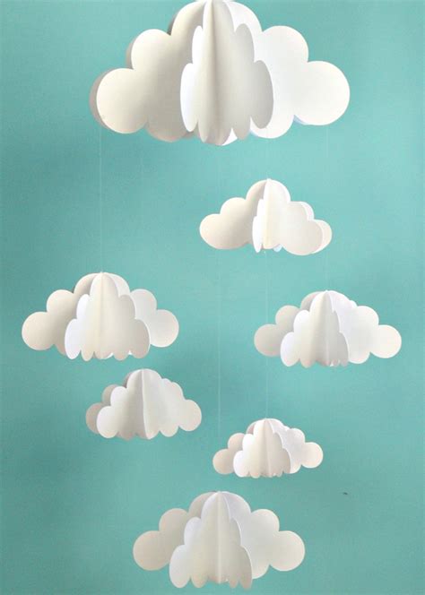 Clouds Hanging Baby Mobile3d Paper Mobile By Goshandgolly