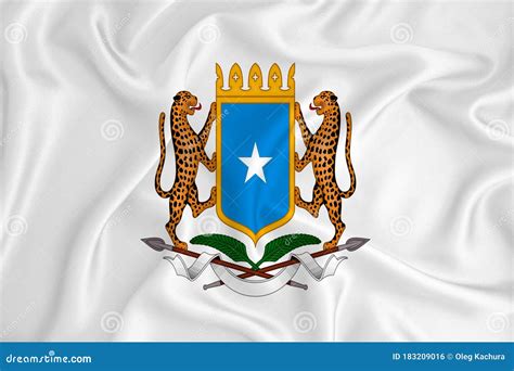 A Developing White Flag With The Coat Of Arms Of Somalia Country