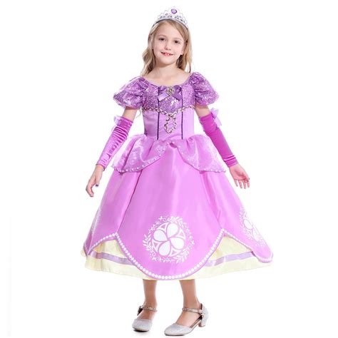 Princess Sofia Rapunzel Costume Cosplay Party Fancy Dress Up For Kids