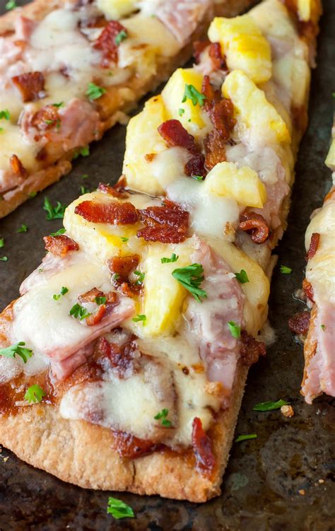 All it takes is a simple pizza. BBQ Hawaiian Flatbread Pizzas - Peas And Crayons