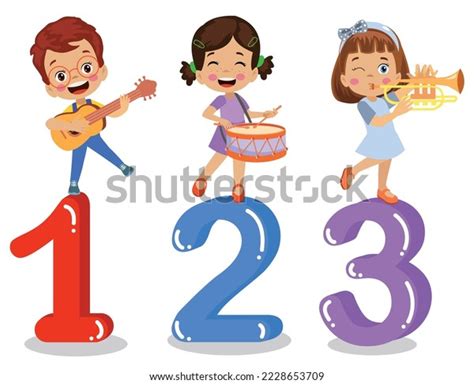 Cute Kids Learn Numbers Along Numbers Stock Vector Royalty Free