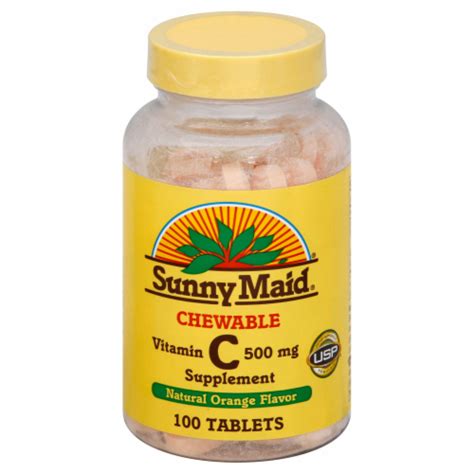 Sunny Maid Chewable Vitamin C 500 Mg Supplement Orange Flavor Tablets 100 Ct Metro Market