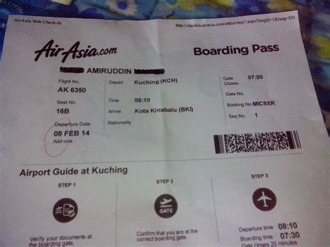 Now your boarding pass will be seen. Review of Air Asia flight from Kuching to Kota Kinabalu in ...