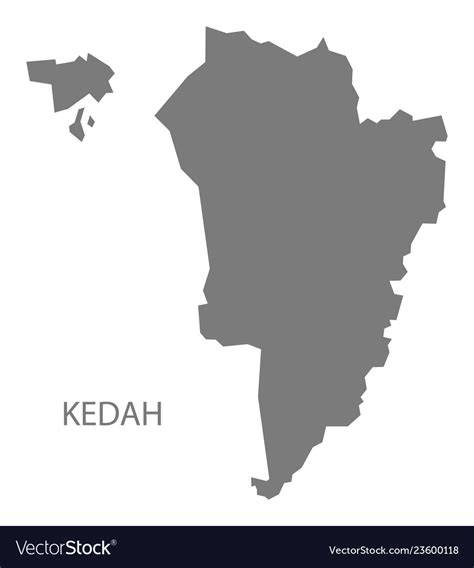 Kedah Malaysia Map Grey Royalty Free Vector Image