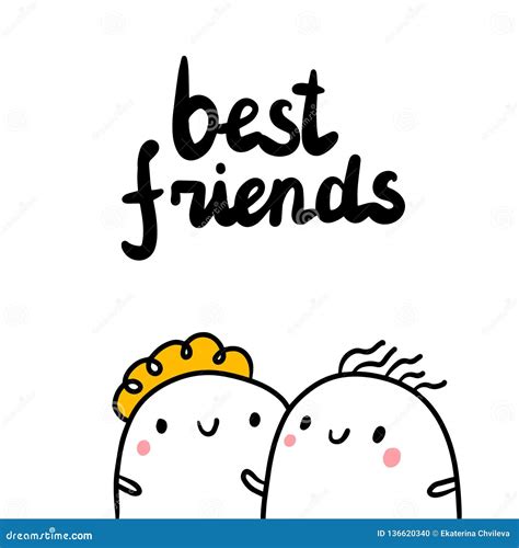 best friends hand drawn illustration with cute female friendship stock vector illustration of