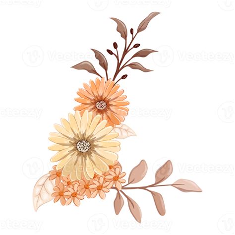 Orange Flower Arrangement With Watercolor Style 15738849 Png
