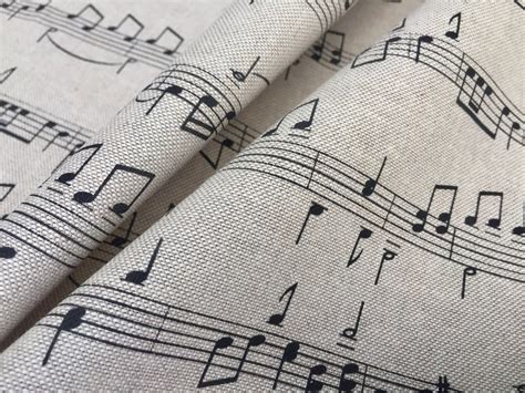 Small Musical Notes Cotton Fabric Music Note Print Material Etsy Canada