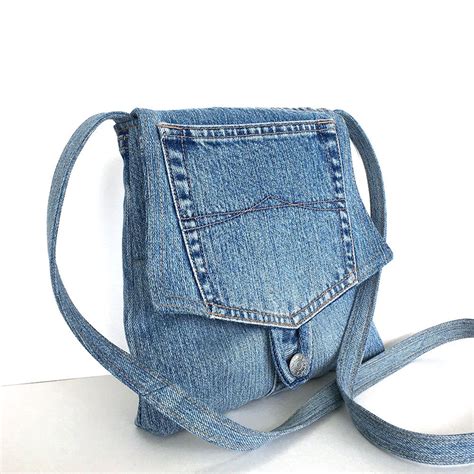 Small Crossbody Bag Recycled Blue Jean Messenger Bag Travel Etsy Uk Denim Reciclado Bolsa