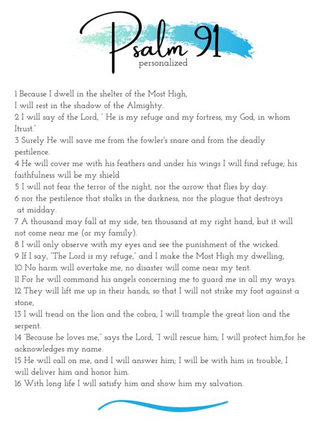 Psalm 91 Promises Of Protection Printable Finding The Fearless Life