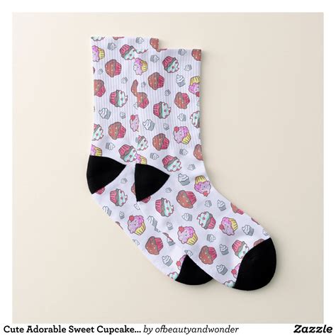 Cute Adorable Sweet Cupcakes Dessert Pattern Socks In