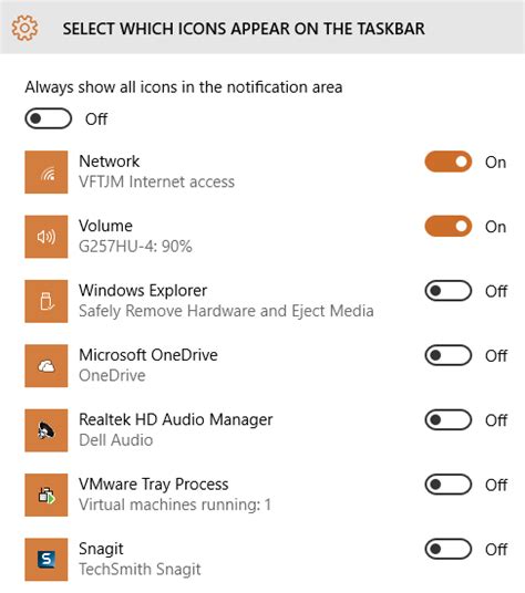 Customize Taskbar Notification Area And Action Center In Windows 10