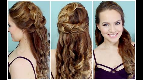 Half Up Braided Hairstyle For Prom Youtube