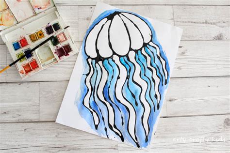 Black Glue Jellyfish Art Arty Crafty Kids