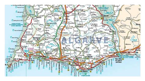 Road Map Of Algarve With Cities And Airports Algarve Portugal