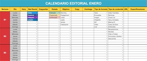 Calendario Editorial De Publicaciones En Redes Sociales Incluye Plantilla